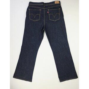 Levis 32X30 Size 14S Womens 512 Perfectly Slimming Bootcut Blue Denim Logo Jeans